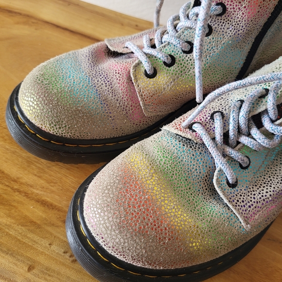 Dr. Martens 1460 Pascal Iridescent Rainbow Boots, Size 2 Youth - Picture 3 of 8